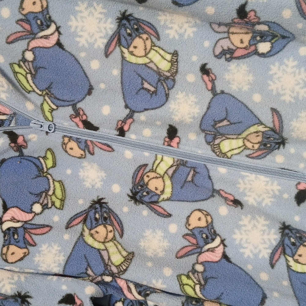 Disney "BLUE" Zippered Onsie "non footed" Eyore Pajamas XL 16-18 - Picture 2 of 2